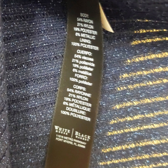 NWT White House Black Market Navy Sparkling Mini Dress/Top Size Large - Picture 8 of 9